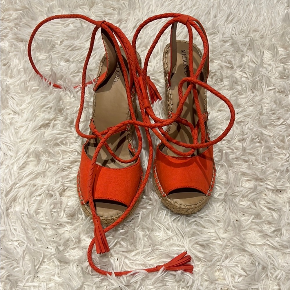 Merona Orange Espadrille Shoes with Lace-Up Design